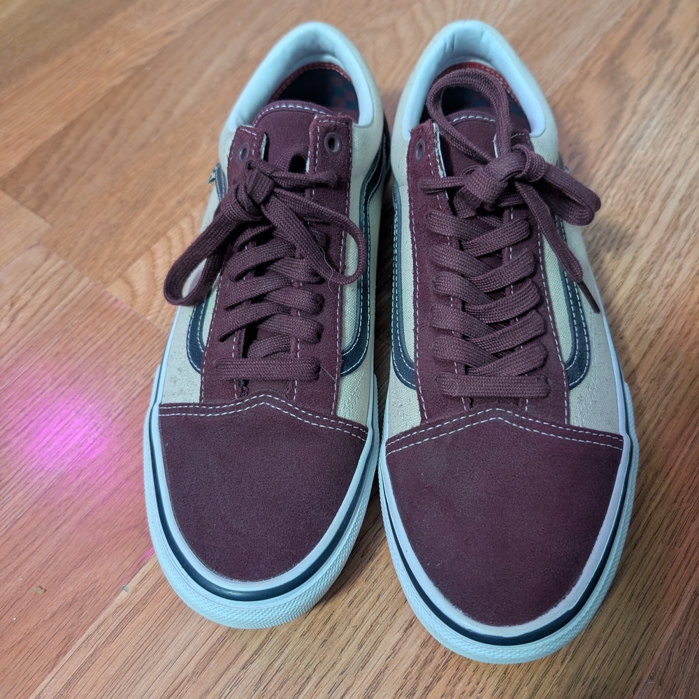 Men's Burgundy and Beige Sneakers